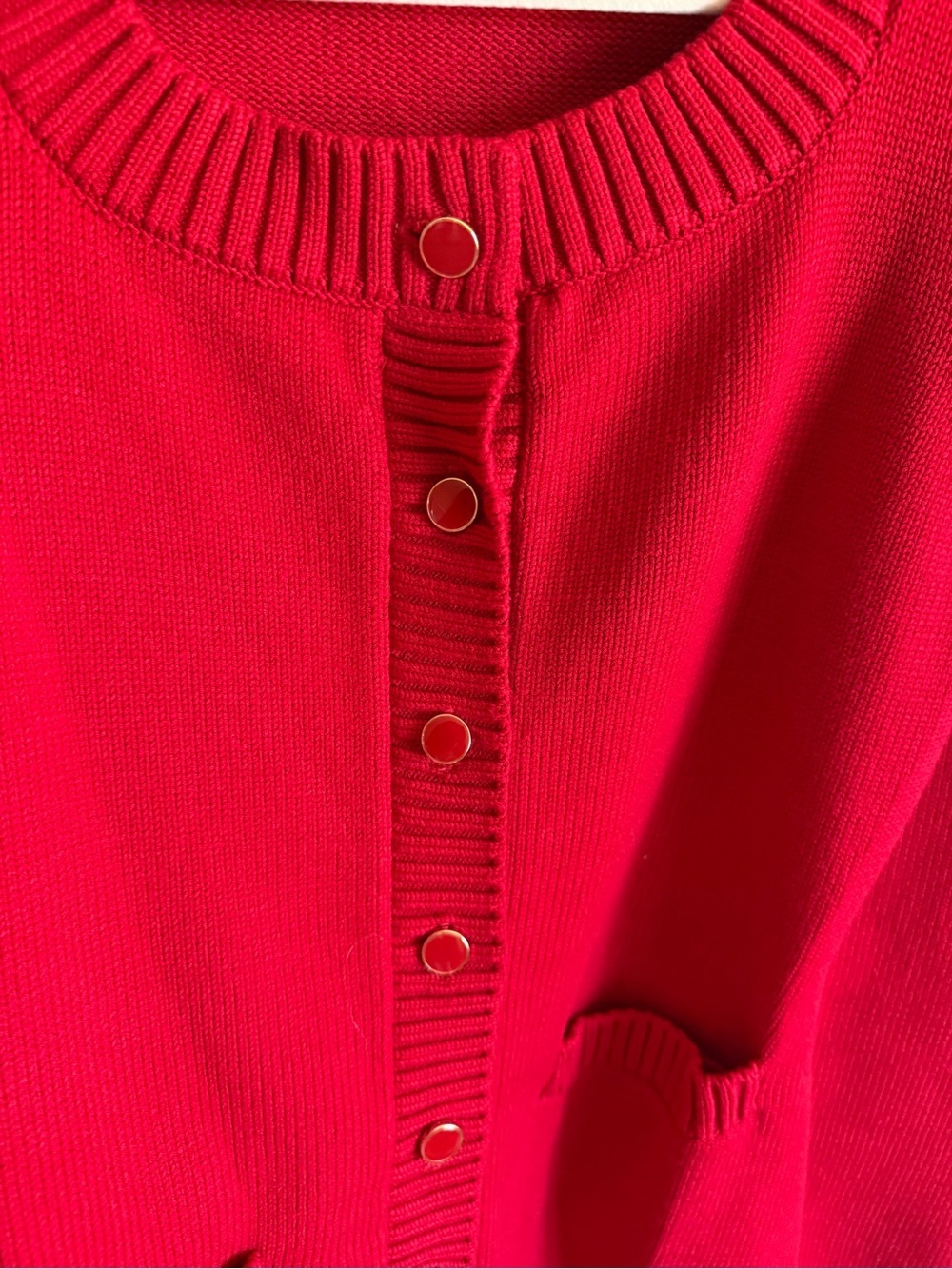 Posse Sabrina Long Sleeve Cardigan in Ruby Red Size Small Knit Sweater Chic - Picture 5 of 8